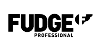 FUDGE Professional logo in bold black lettering with a stylized arrow design with the letter 'F,' symbolizing motion and creativity.