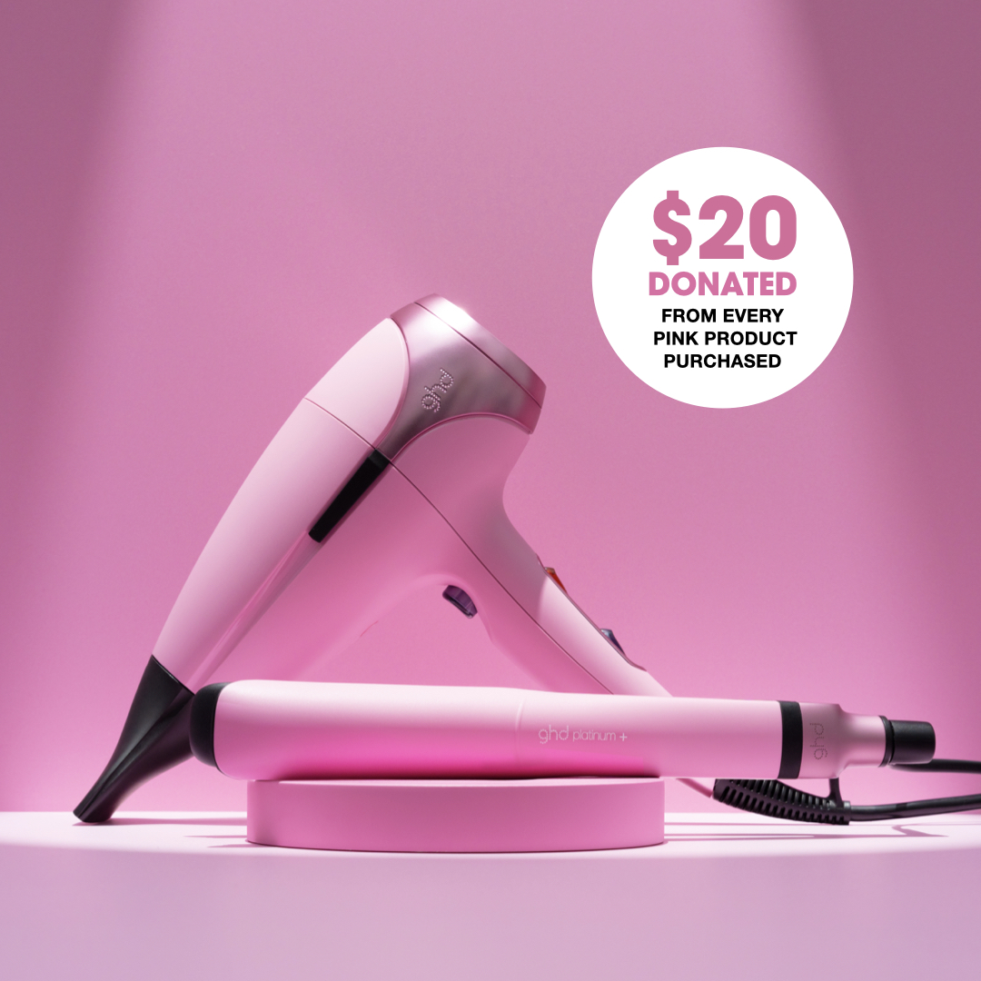 ghd pink collection hair dryer and ghd hair styler and hair straightener