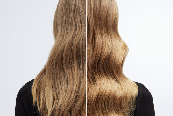 Before and After showing shiny hair results after using Redken Acidic Color Gloss Shampoo, Conditioner and Leave-in Treatment